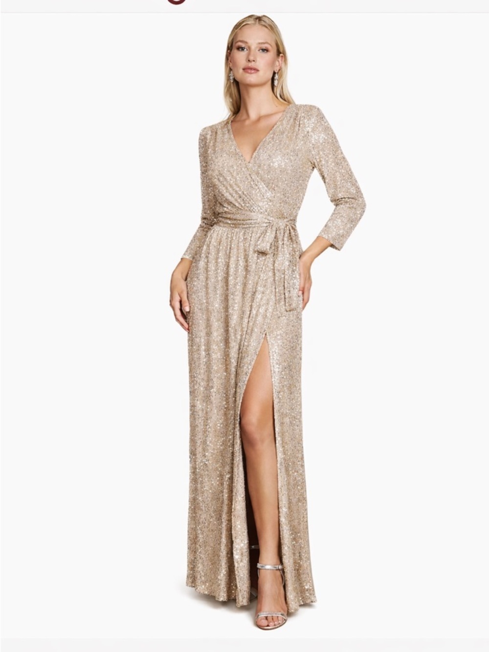Champagne Sequin Maxi Dress | Size 14